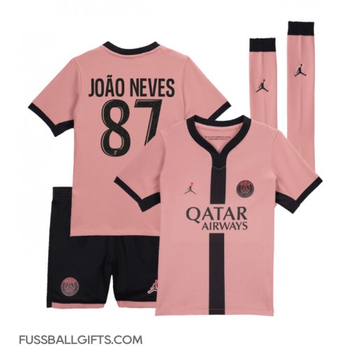 Paris Saint-Germain Joao Neves #87 Fußballbekleidung 3rd trikot Kinder 2024-25 Kurzarm (+ kurze hosen)